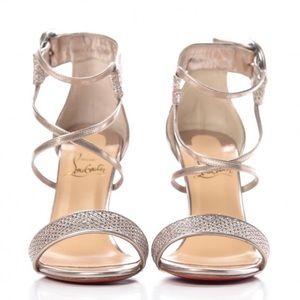 CHRISTIAN LOUBOUTIN  silver glitter Specchio Choca Lux Criss sandals 40